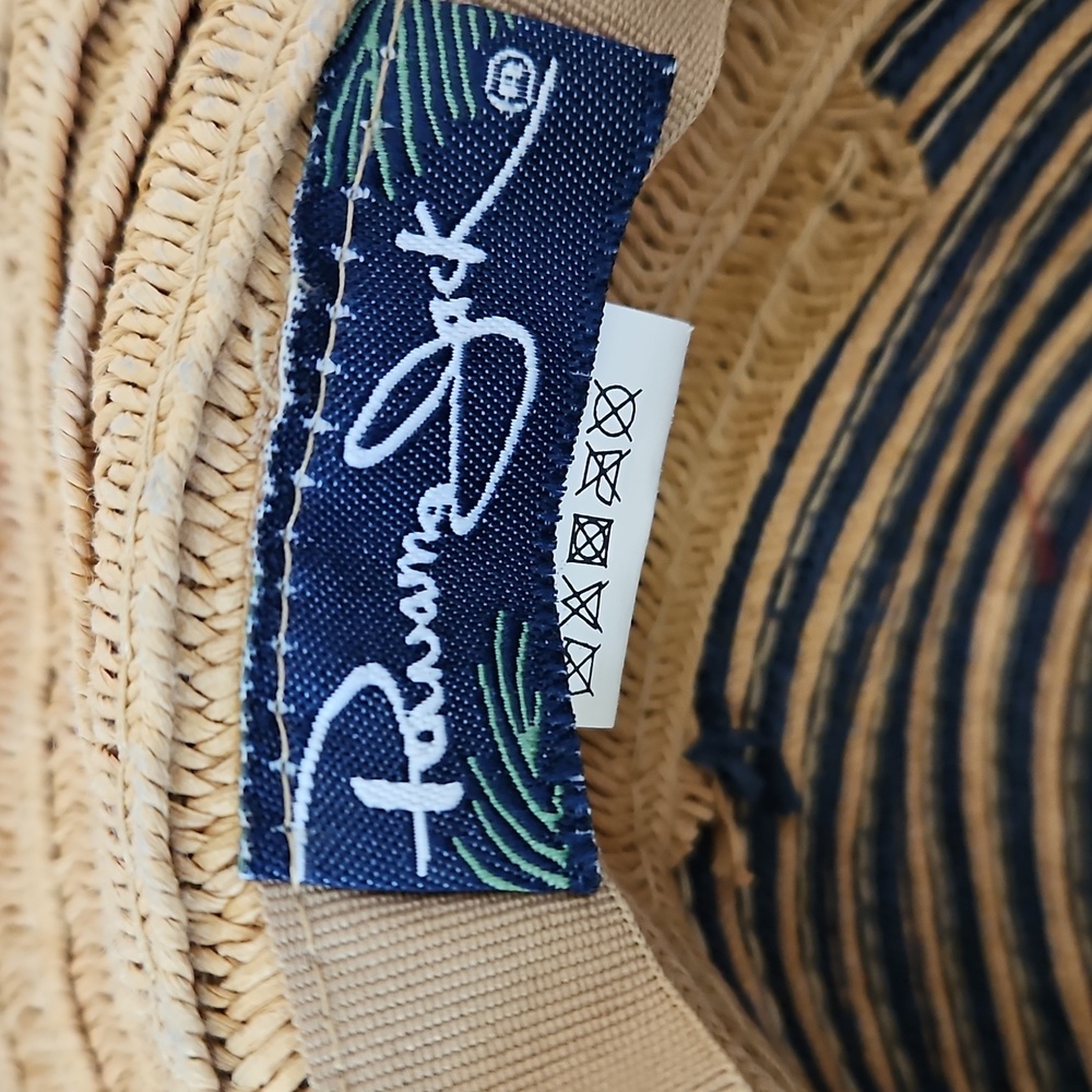 Panama Jack 100% Paper Blue and Tan Wide Brim Sun Hat - Picture 11 of 13